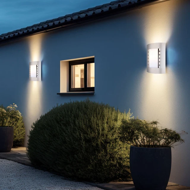 2ER SET LED Mur Inox Luminaire Lampe Jardin Éclairage Cour Véranda ...