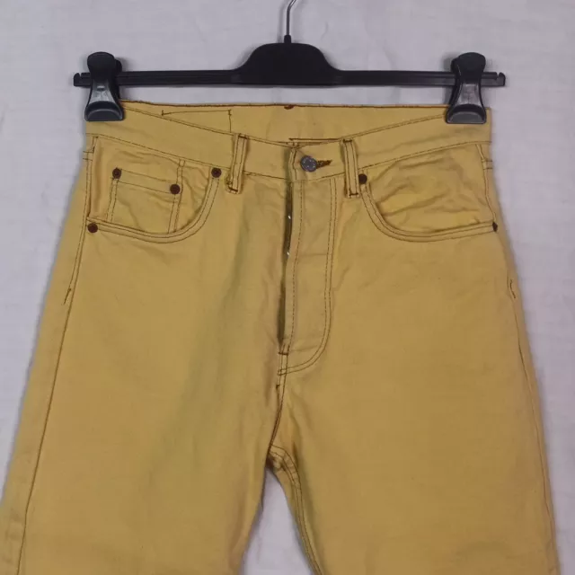 RARISSIMI LEVI'S 501xx GIALLI YELLOW DENIM PANTS W32 L36 JEANS BUTTONS NAIF RARE