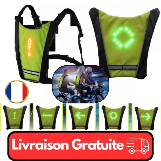 Gilet de Signalisation Cycliste LED Vélo Moto Réfléchissant Sécurité Batterie !