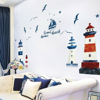 CHIC 1 Chic Nautico Barca Faro Mare Oceano PVC Adesivo da Parete Casa Fai Te Decoro 