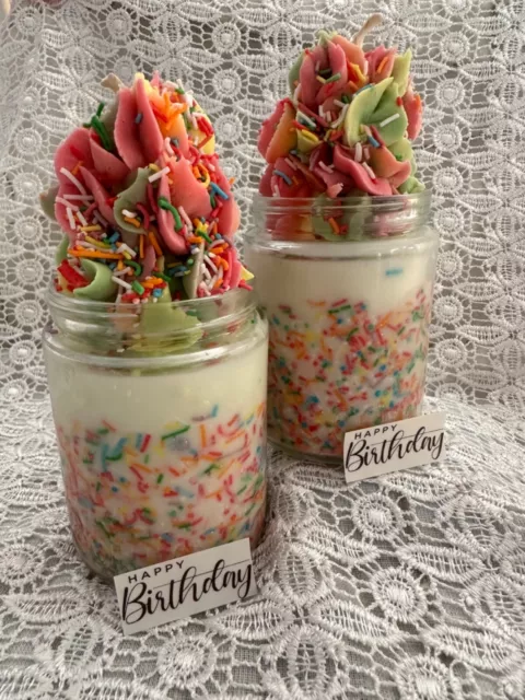 Sweet Vanilla Birthday Cake scented soy wax dessert candle cute delicious yum