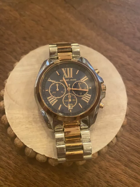 Michael Kors Bradshaw 43mm Silver Stainless Steel Case with Silver/Rose Gold...