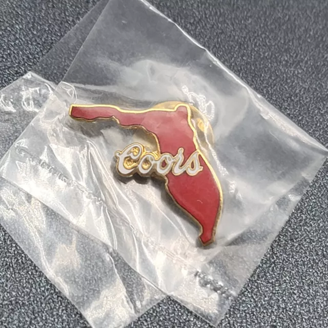 Florida Vintage State Coors Beer Souvenir Lapel Pin Red Enamel NOS