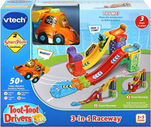 VTech Baby Toot Toot Drivers 3-in-1 Raceway Car Racing Track Ages 1+ Toy Play 2