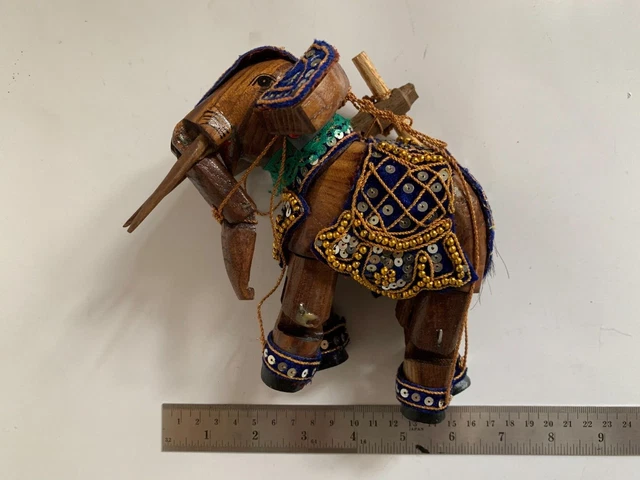 Thai Burmese handmade vintage marionette string elephant puppet