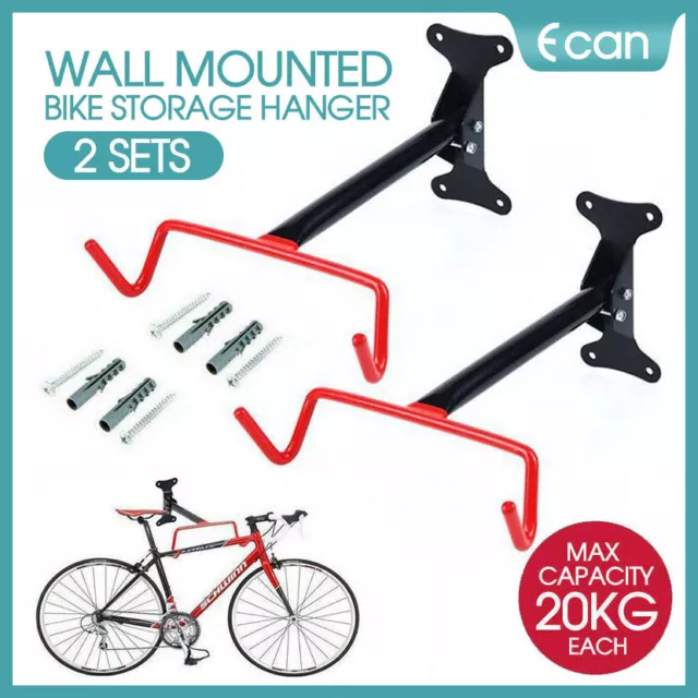 2x Large Premium Bike Bicycle Hanger Hook Wall Mounted Garage Storage Rack Mount