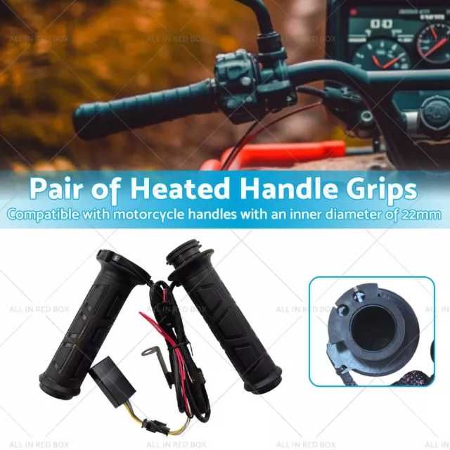 22mm 7/8'' Handlebar Grip Adjustable Hot 12v Motorcycle Heated Hand Rubber Grips