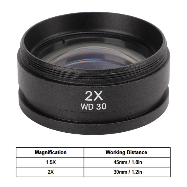2X AUXILIARY OBJECTIVE Lens For Zoom Stereo Microscope Threaded 48mm ...