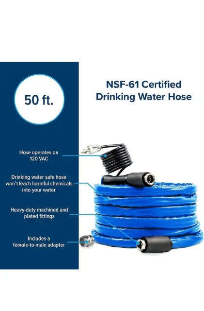 Camco 50-Foot Heated Drinking Water Hose | Features Water Line Freeze Protection 2