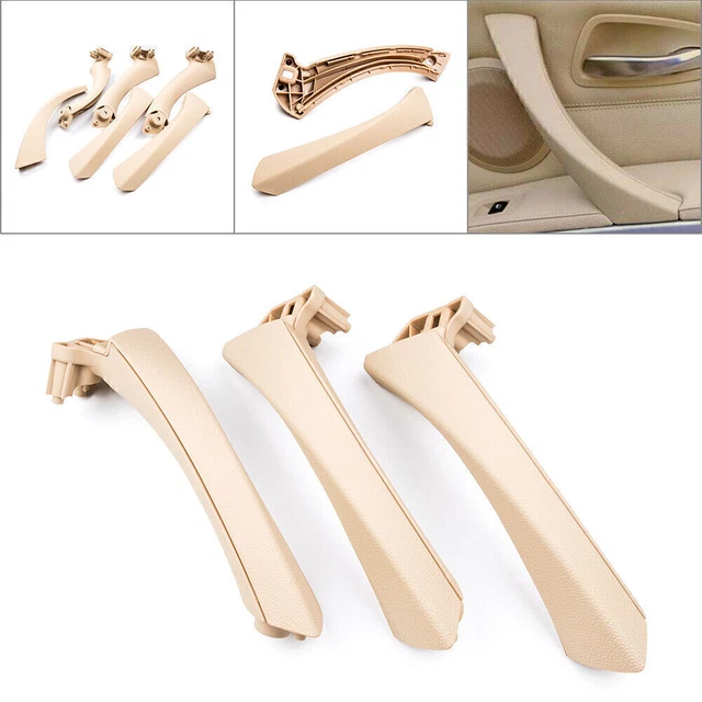 3Pcs Door Panel Handle Pull Trim Cover Beige For BMW E90 3-Series Sedan Wagon