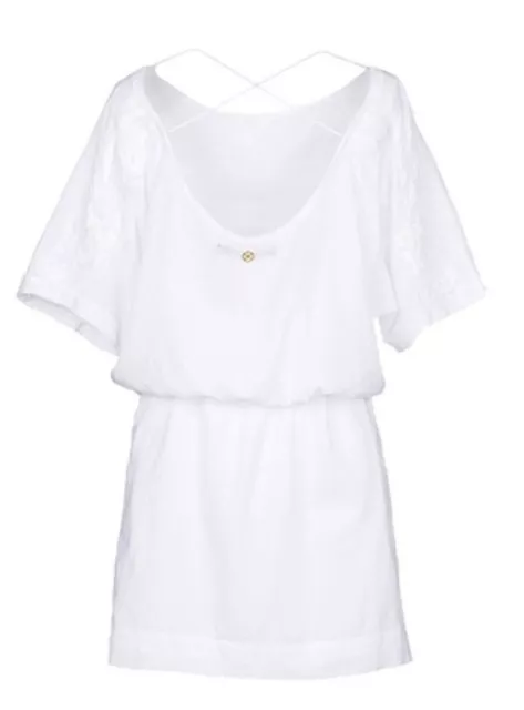 Vix Paula Hermanny Swimwear Womens Size M White Solid Mayra Dress Embroidered 2