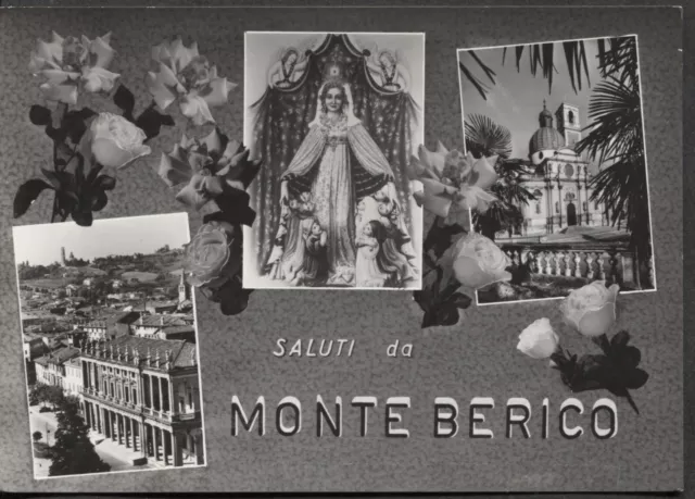 MONTE BERICO - Cartolina - Due vedute e un Santo in collage con fiori - (3886)