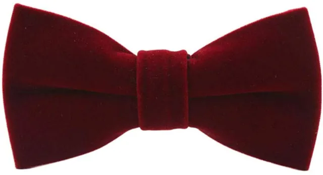 Mens Velvet Bow Tie Solid Color Formal Tuxedo Banquet Bowtie Pre-Tied Bow Tie