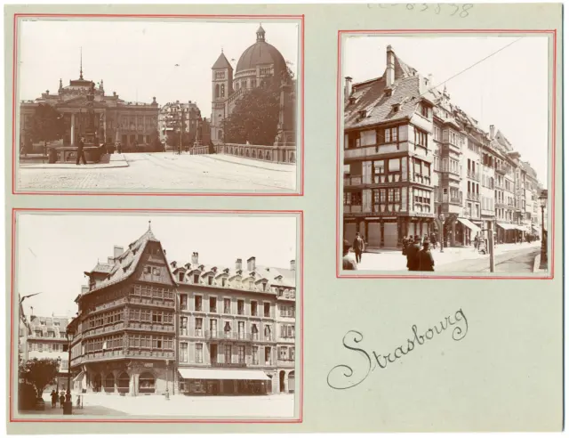 France, Strasbourg, le centre ville  vintage silver printEnsemble de 3 photogr