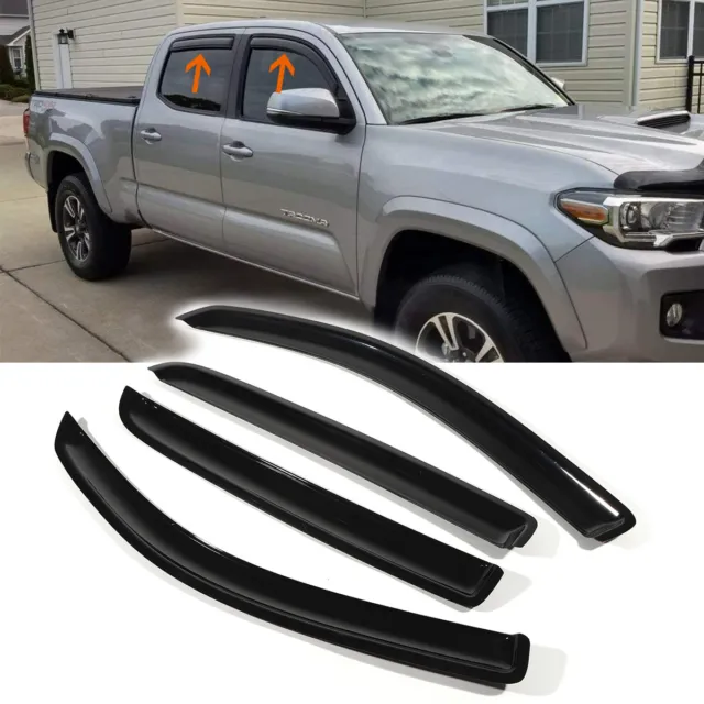 For 2016-2023 Toyota Tacoma Crew Cab Window Sun Rain Visor Wind Guard Vent 4PCS