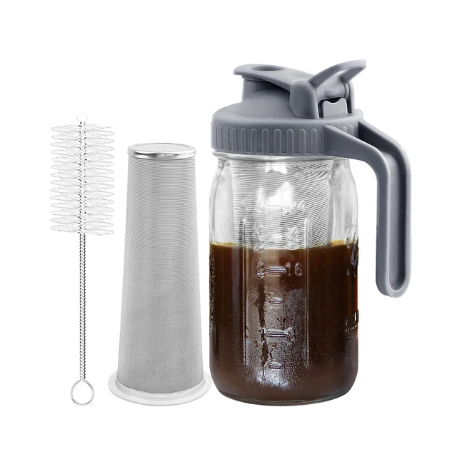 Cold Brew Maker 1,4 L Con Filtro Allungato In Acciaio Inox – Macchina Per Caffè Freddo E Tè, Base Antiscivolo E Spazzola Pulente