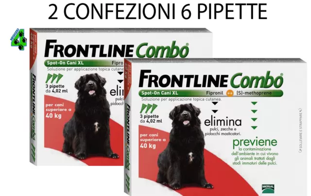 Frontline Combo Cane Oltre 40 Kg 6 Pipette Antiparassitario Per Cani Antipulci .