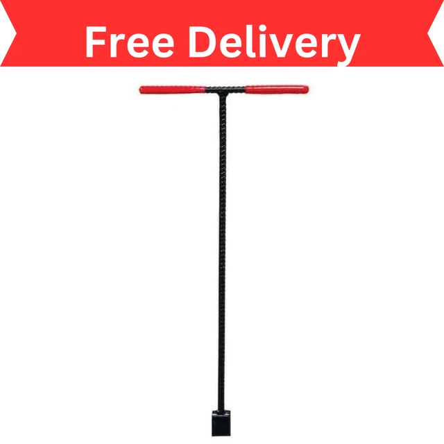 28 Inch Solid Steel Water Meter Valve Key with Grips Water Main Shut Off Tool