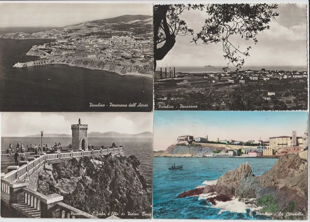 4 Vecchie Cartoline Di Piombino - Livorno - Vedute Varie - Anni 50/60 -F. Grande