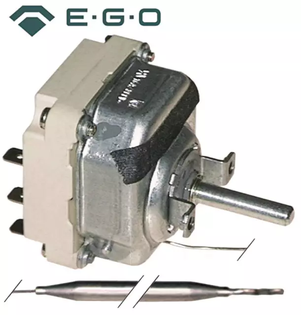 EGO 55.34032.030 Termostato 3-polig Sonda Ø 6x77mm 3NO 60-200°C 16A 23mm