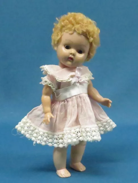 Vintage Vogue Ginny Doll with Caracul Hair in Pink 1952 April Dress