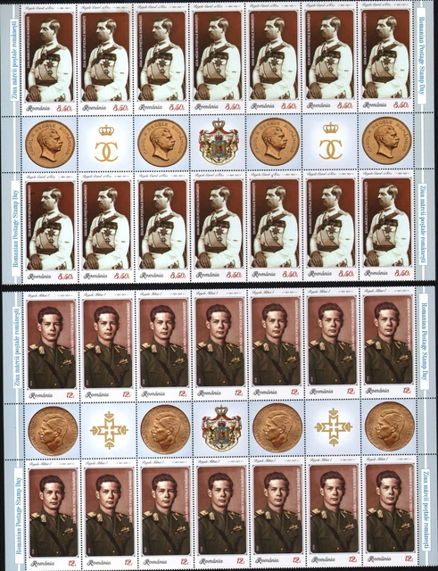 Rare 4 Strip With Gutter= 10 Full Set/ Romania 2020 "Kings / Royalty" Mnh 2