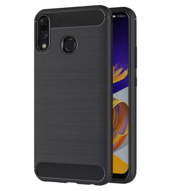 COVER NERA Per ASUS ZENFONE 5 ZE620KL CUSTODIA CARBON IN SILICONE TPU MORBIDA