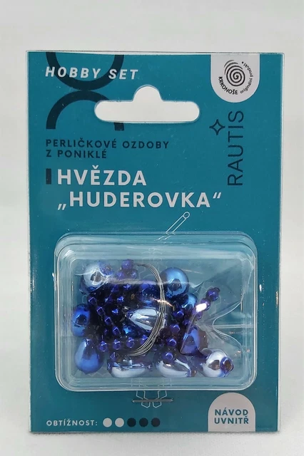Bastelset Blumenstern -  blau - Böhmische Hohlglasperlen -  Christbaumschmuck