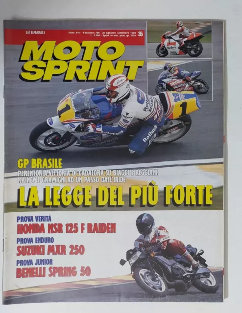 34729 Motosprint a. XVII n. 35 1992 - Cadalora vince GP Brasile - Honda NSR 125F