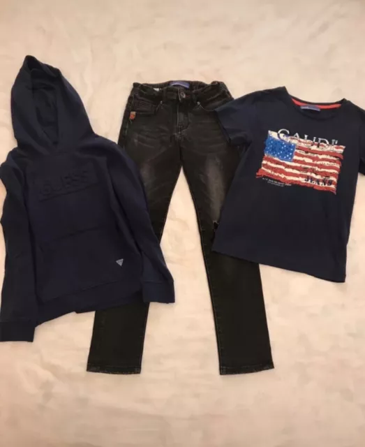Outfit da bambino, set composto da 3 pz. Jeans, felpa, t-shirt, 7 anni