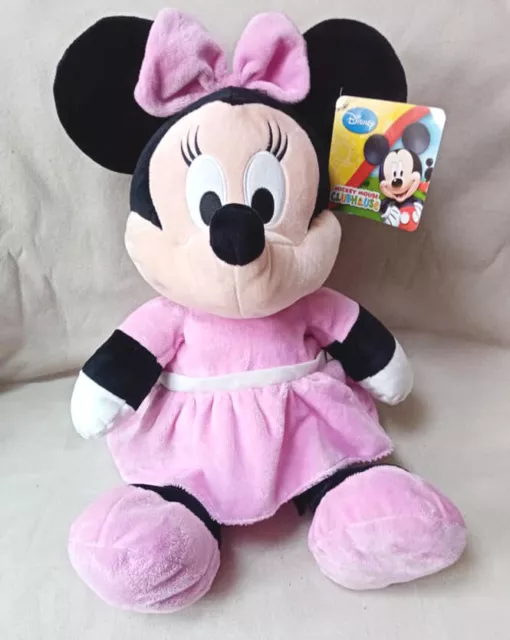 très grande peluche Minnie Disney robe velours rose 60 cm neuve avec étiquette