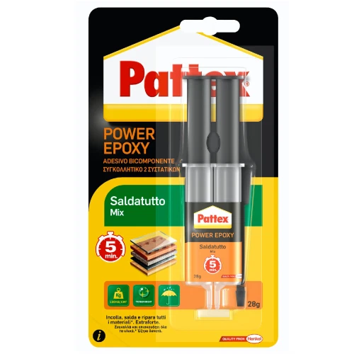 Pattex saldatutto mix siringa da 28 gr adesivo bicomponente a rapido indurimento
