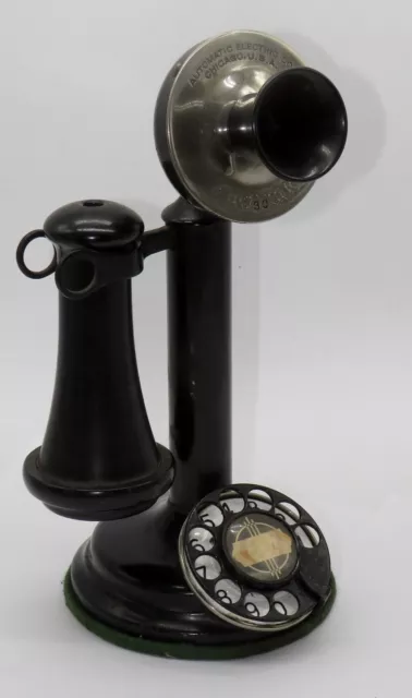 Antique Black Automatic Electric Candlestick Telephone with Notch-less Dial
