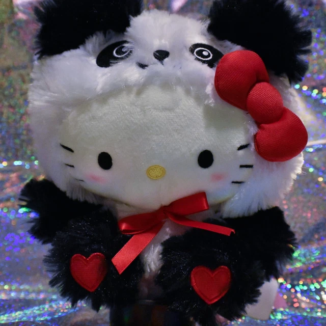 NWT Sanrio Hello Kitty Panda Suit Costume Plush Soft & Fuzzy 6" Round 1