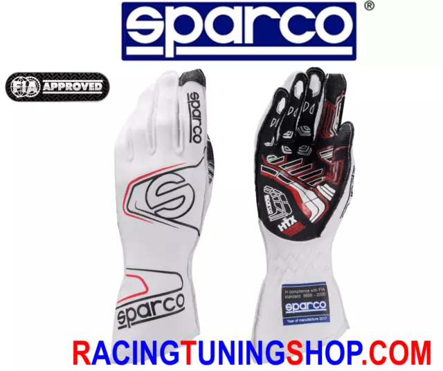 GUANTI AUTO SPARCO EVO RG 7 OMOLOGATI FIA RACING GLOVES HANDSCHUHE white