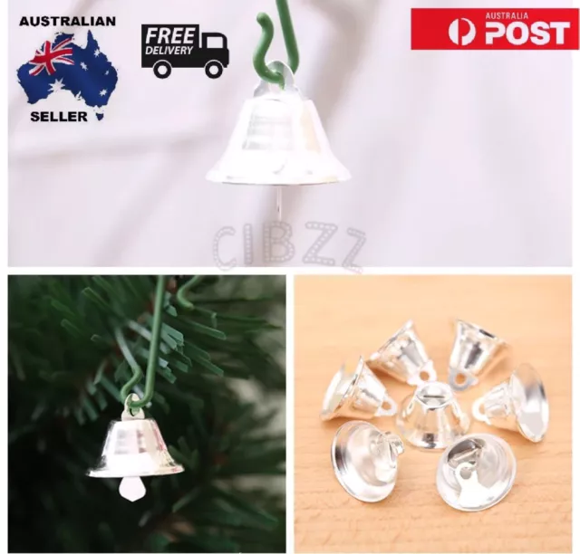 15x Christmas Bells Jingle Craft Party Tree Decoration Hang Pendants Silver 20mm