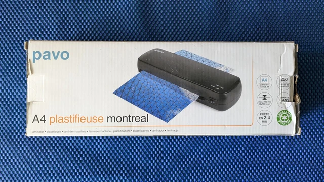 Plastifieuse Pavo Colorado A4 - Compacte Et Légère, Chauffe En 3-4 Min, Vitesse 250 Mm/min - Blanc