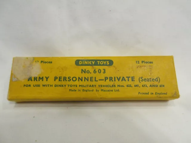 Dinky Toys cast metal Army Personnel-Private Seated (5 of 12) #603 Original Box