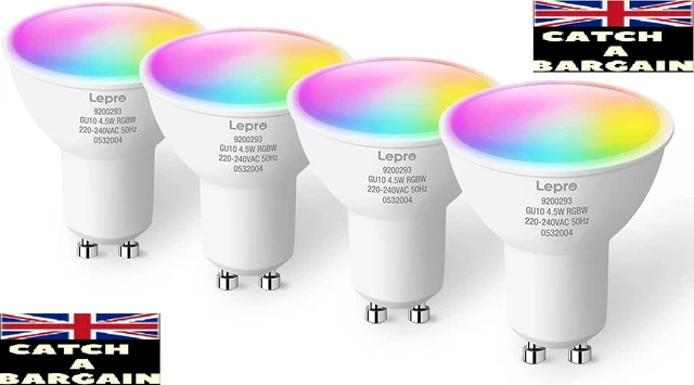 Lepro GU10 Smart Glühbirne, dimmbar RGB farbwechselnd Alexa Licht - 4 Stck. (D248)