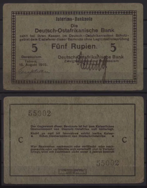 [25360] - DOA / DEUTSCH-OSTAFRIKANISCHE BANK, 5 Rupien, 15.08.1915, Serie C. Gra