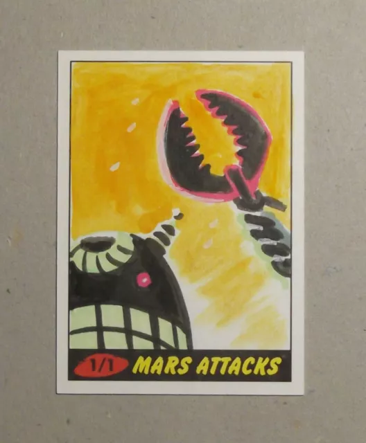 2012 Topps Mars Attacks Heritage martian Robot sketch card by Greg Moutafis