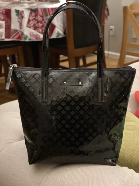 KATE SPADE NEW YORK Women's Black Patent Leather Tote Bag Org. $399 AUTH NWOT