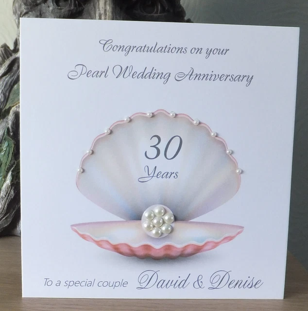 HANDMADE PERSONALISED PEARL Wedding Anniversary Card Any Names