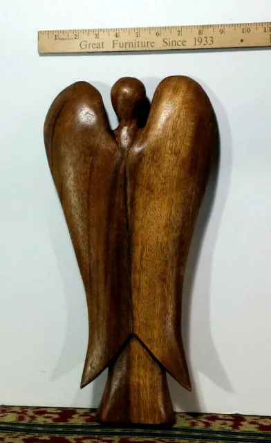 1 Angel Statue Medium Hard Wood Art Sculpture Abstract, 16" Height, Made in Bali 3