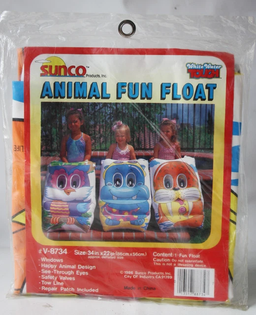 VINTAGE 1986 ANIMAL Fun Float 34" Inflatable Sea Elephant Ride On Sunco