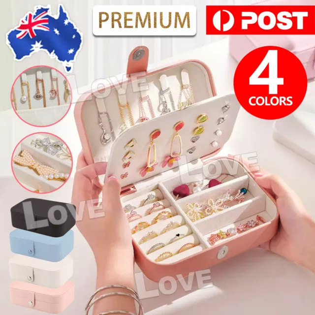 Portable Jewelry Box Leather Organizer Travel Jewellery Ornaments Storage Case A