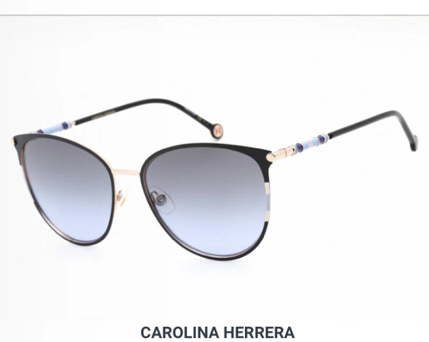 New  CAROLINA HERRERA GOLD BLUE/GREY Gradient Oversized Women's Sunglasses  RR