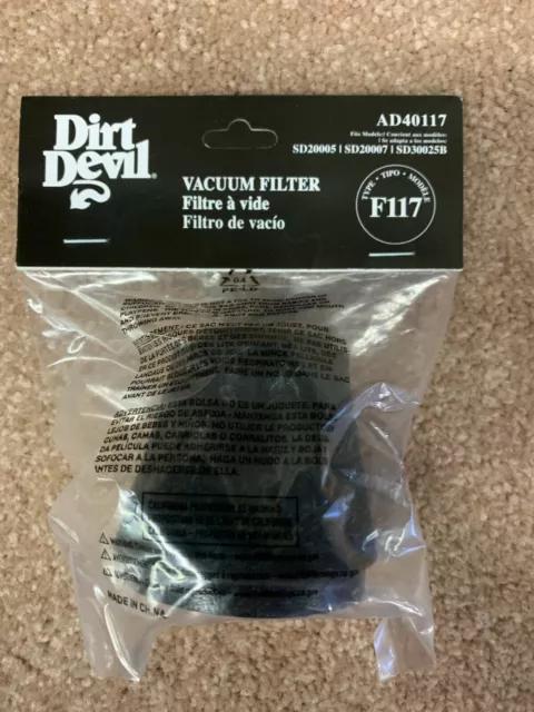 Genuine Dirt Devil F117 Filter Washable Reusable AD40117 SD20005RED SD30025B