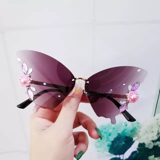 Frameless Butterfly Shape Trade Funny Sunglasses Diamond-encrusted Bling Eyewear