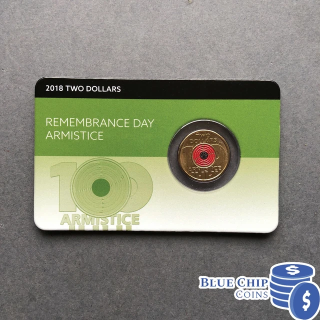 2018 UNC $2 Remembrance Day Red Poppy Armistice Coin On Card $99.99 ...